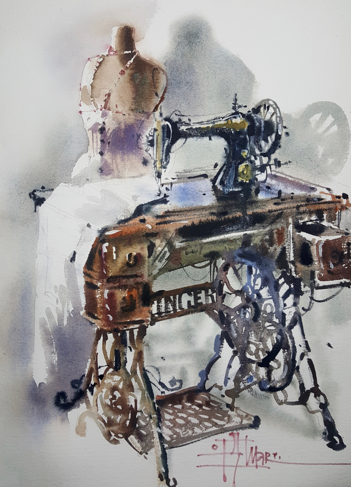 у белошвейки