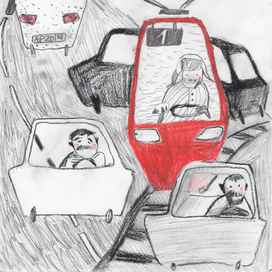 троллейбус удаляется