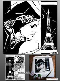 эскиз и роспись бачка унитаза 