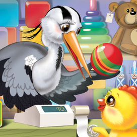 Цапля и цыпленок