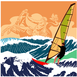 Виндсёрфинг. Постер. Растровая графика. Работа сделана в Adobe Photoshop.