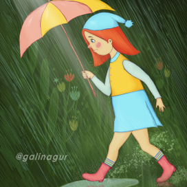 девочка под дождем