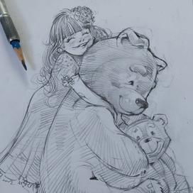 Скетч "Девочка с игрушкой"