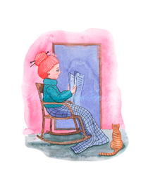 Девушка читает