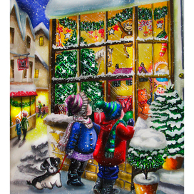 Новогодняя открытка "Рождественская витрина"