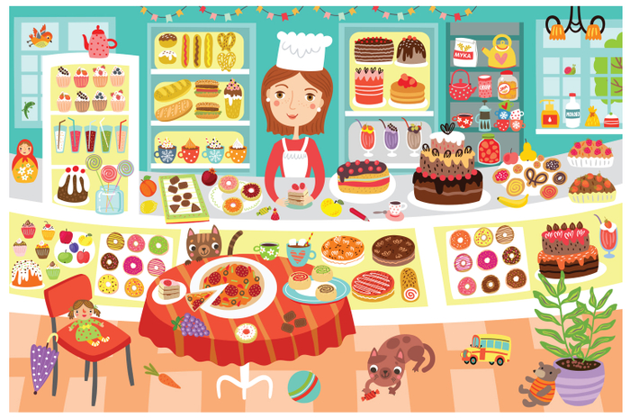 Кондитерская. Детская иллюстрация