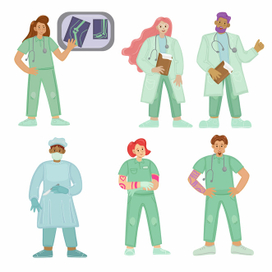 Иллюстрация с медицинскими работниками
