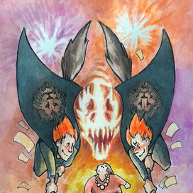 Иллюстрация для Inktober 2025 24. rowdy (дебошир)