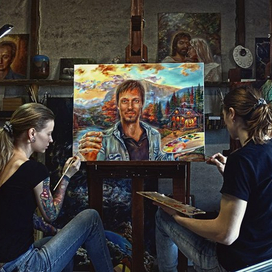 Работа в процессе  "Золото на голубом".