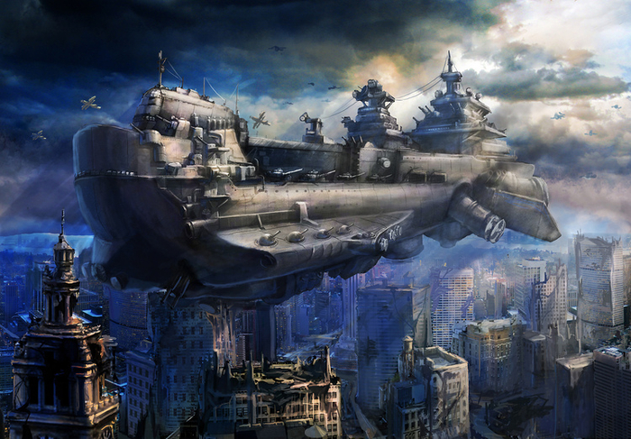 Дизельпанковский летающий корабль