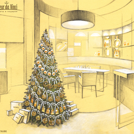 эскиз новогоднего оформления для Шанель 