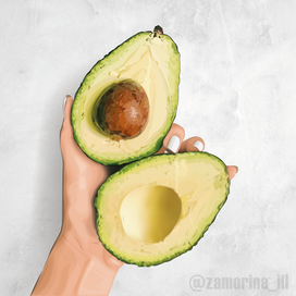 Предметы. Авокадо в руке