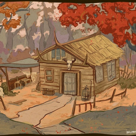 Домик охотника в лесной чаще