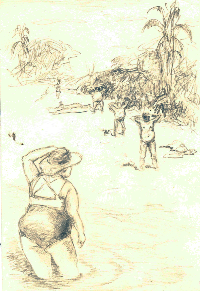 Спортсмены на пляже.