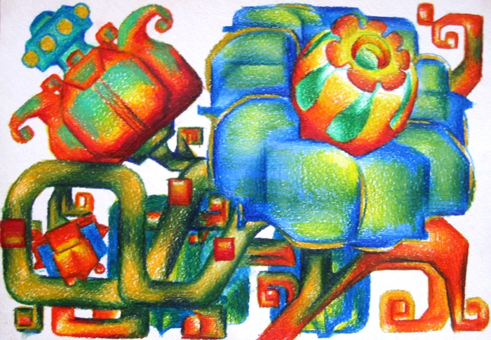 "Композиция №1" Акварельные карандаши, А4.2014г