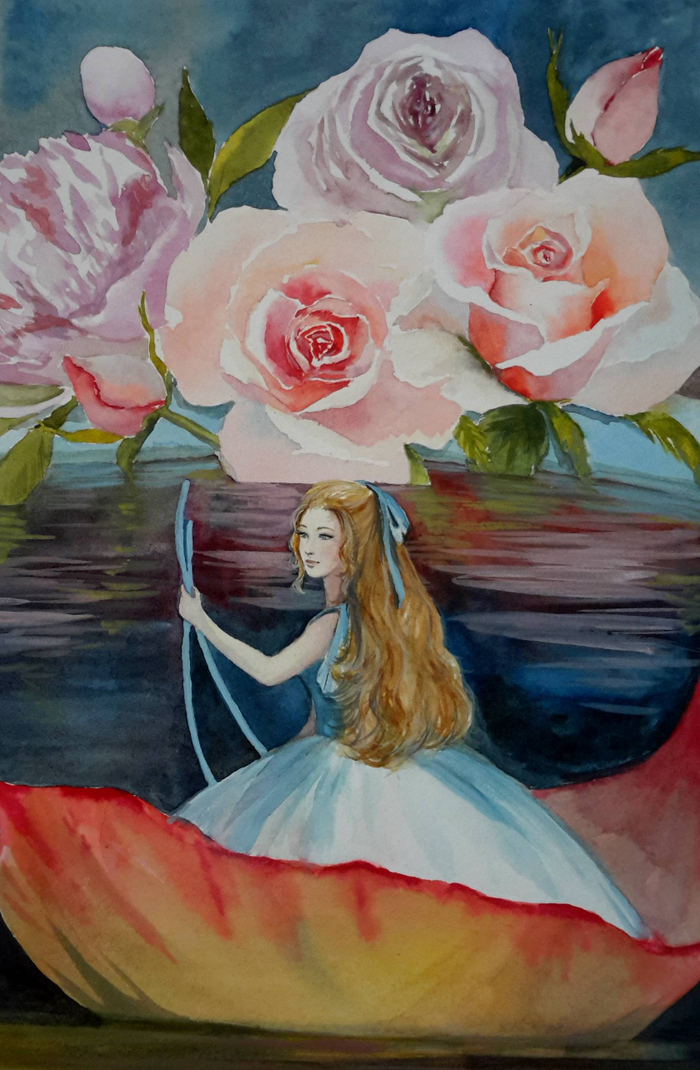 Дюймовочка. Часть 3. ... она плавала в лепестке по воде в блюдце...