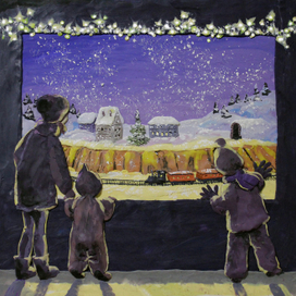 У рождественской витрины. Пластилиновая иллюстрация