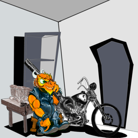 Дракон механик, любитель байка.