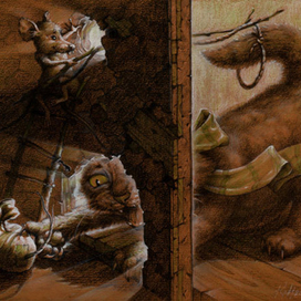 графическая серия «Кошки -Мышки».бумага, акварель, карандаш. 20х30 см