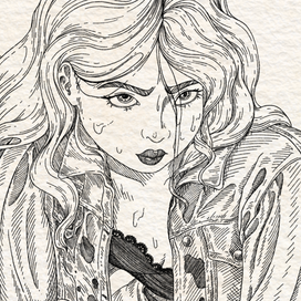 Фрагмент иллюстрации с поскользнувшейся девушкой