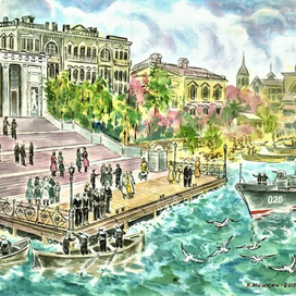 акварель, "Севастополь, Графская пристань" 