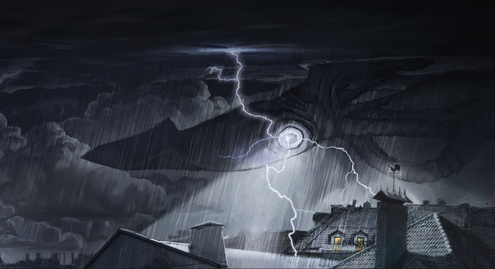 Эскиз иллюстрации к моей книге.  Черновое название «Обитатели туманных гор»