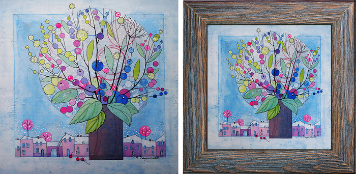 "Вот такой букет". Иллюстрация к сказке "Про мыльные пузыри".