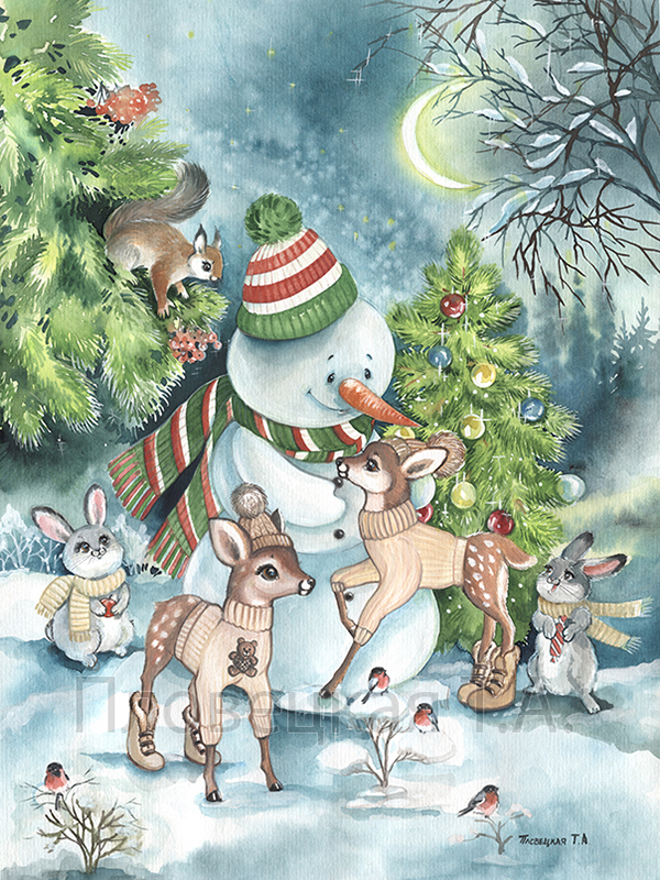 Снеговичок и зверята