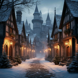 старый город зимним вечером