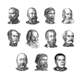 Гравюрные портреты для почтовых марок.