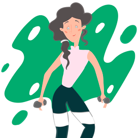 Девушка занимается спортом