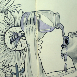 Девочка,пьющая мед