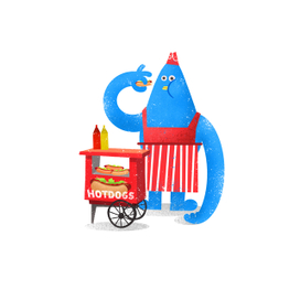 Продавец хотдогов