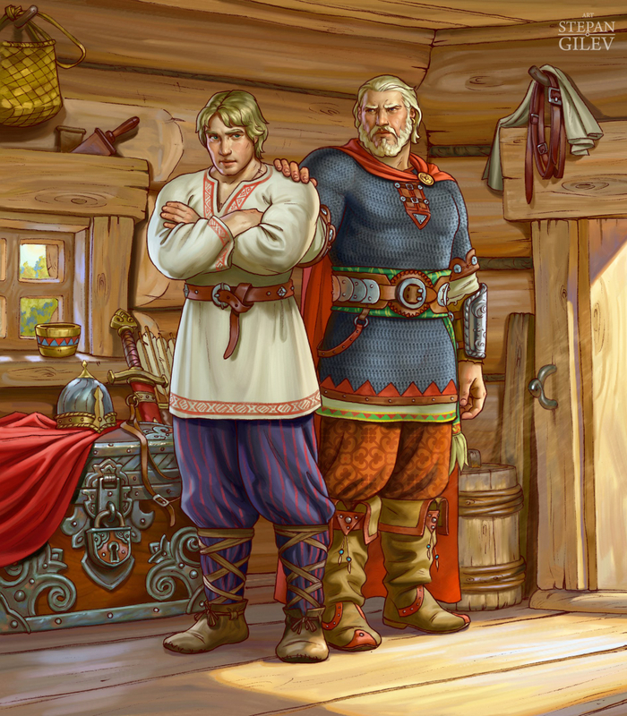 "Надо Алёша ...надо".  Иллюстрация к былине "Алёша Попович".