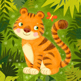 Тигр в джунглях