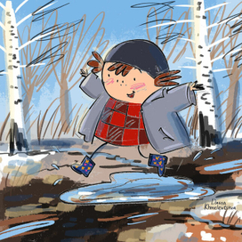 прыжки по весенним лужам в апреле