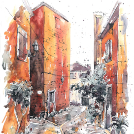 акварель+тушь