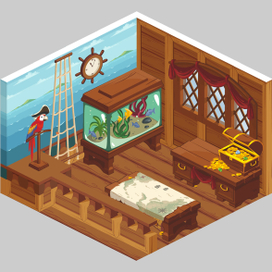 Объекты для изометрической игры - Пираты