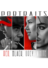 Red, black, white, grey portraits 