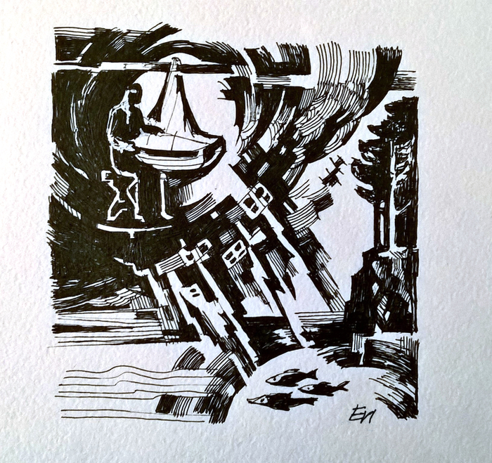 Калевала. Небесная девушка упускает огонь и он падает в море