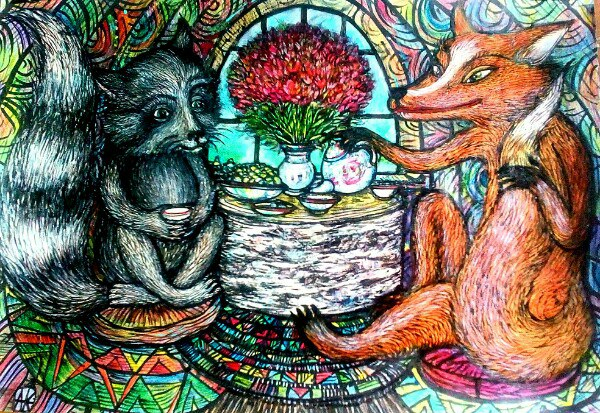 Енот и Лиса пьют чай