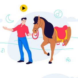 Векторные иллюстрации для видео Яндекс про коней.