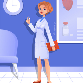 Девушка врач с лекарством