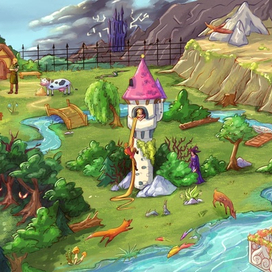 Разворот из книги "Попробуй-ка найти. Сказки братьев Гримм"