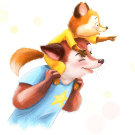 Лисёнок вместе с папой