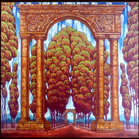 Алея. холст, акрил. 100х100 см. 2016 г.