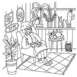 Раскраска «У бабушки»
