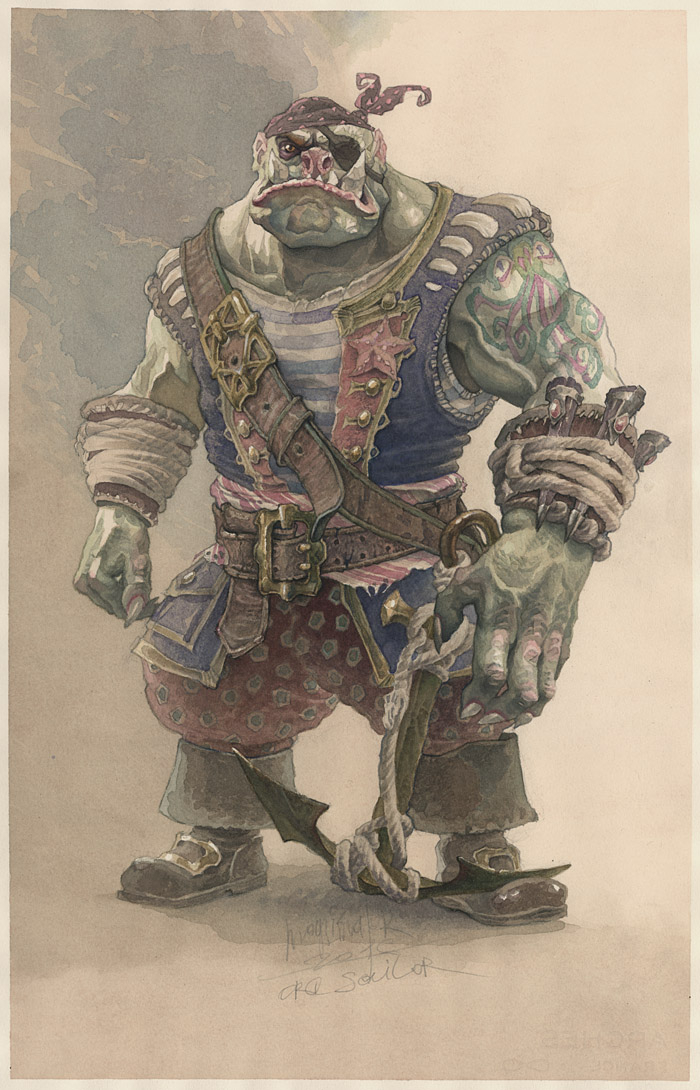 Орк пират. Акварель