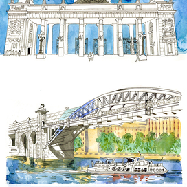 иллюстрация для путеводителя-раскраски "Усадьбы и парки Москвы"