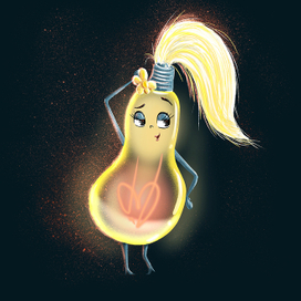 Персонаж игривая ретро-лампочка.